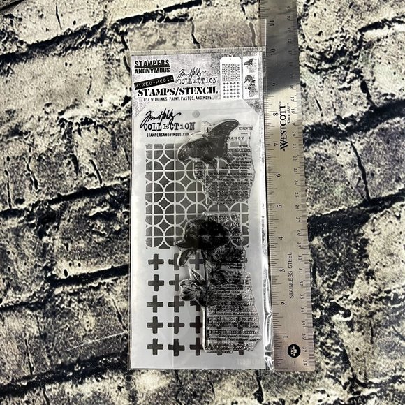 Tim Holtz | Office | Tim Holtz Clear Stamp Stencil Set Botanic Collage ...